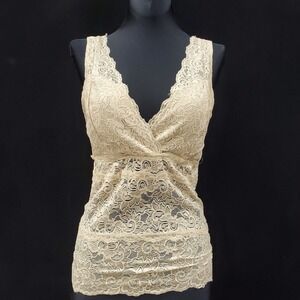 Wild Cut Vtg Y2K 90s Lace Babydoll Top Size XS Cream Sheer Whimsigoth Fitted